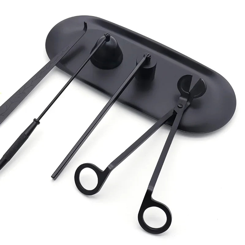 Candle Snuffer & Wick Trimmer — Black, 5 Style Options | Tray, Scissors & Hook Candle Accessories