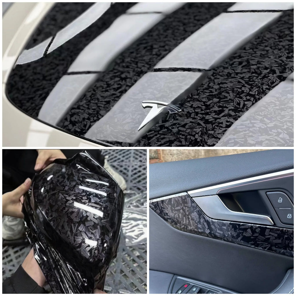 Glossy Laser Forged Carbon Fiber Vinyl Wrap Self-Adhesive Waterproof Car Film - 10/20/30/50 cm x 152 cm (3.94/7.87/11.81/19.69 in x 59.84 in)