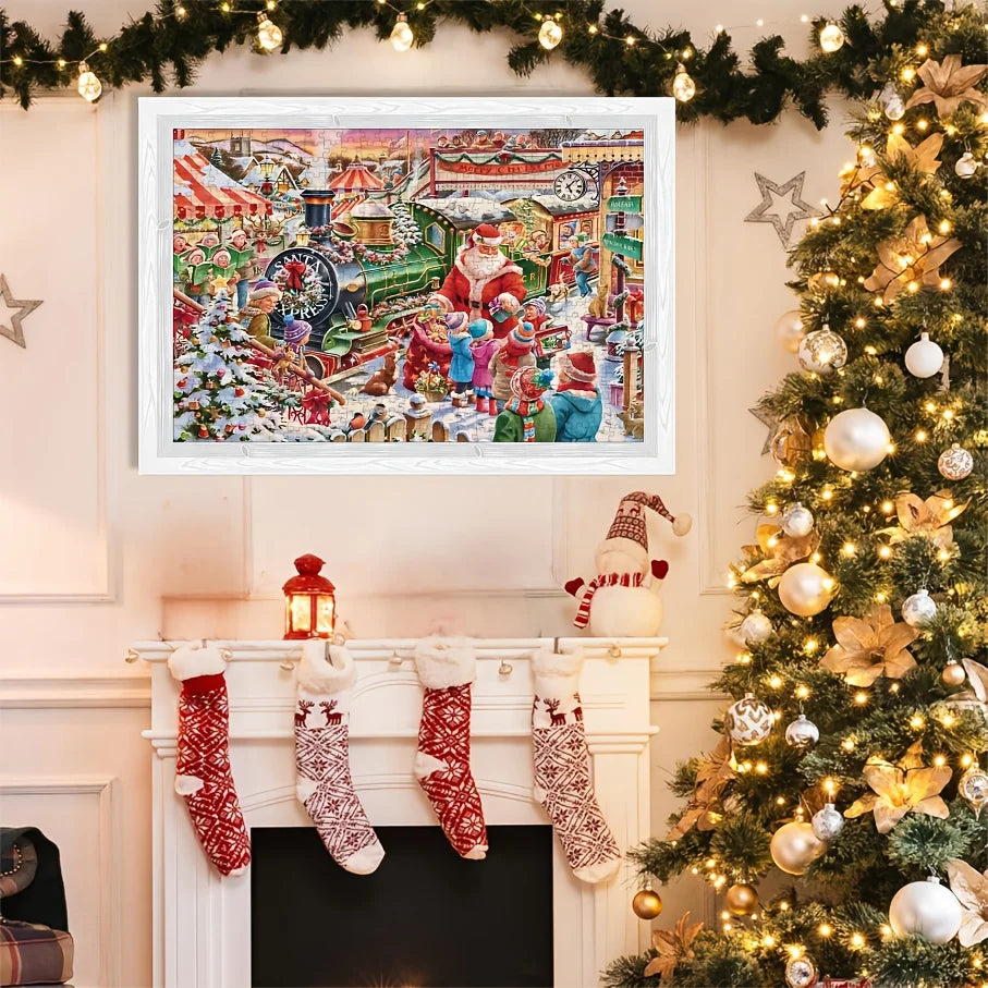1000-Piece Christmas Advent Calendar Jigsaw Puzzle - Festive Train & Snowy Village Scene, 24-Day Countdown