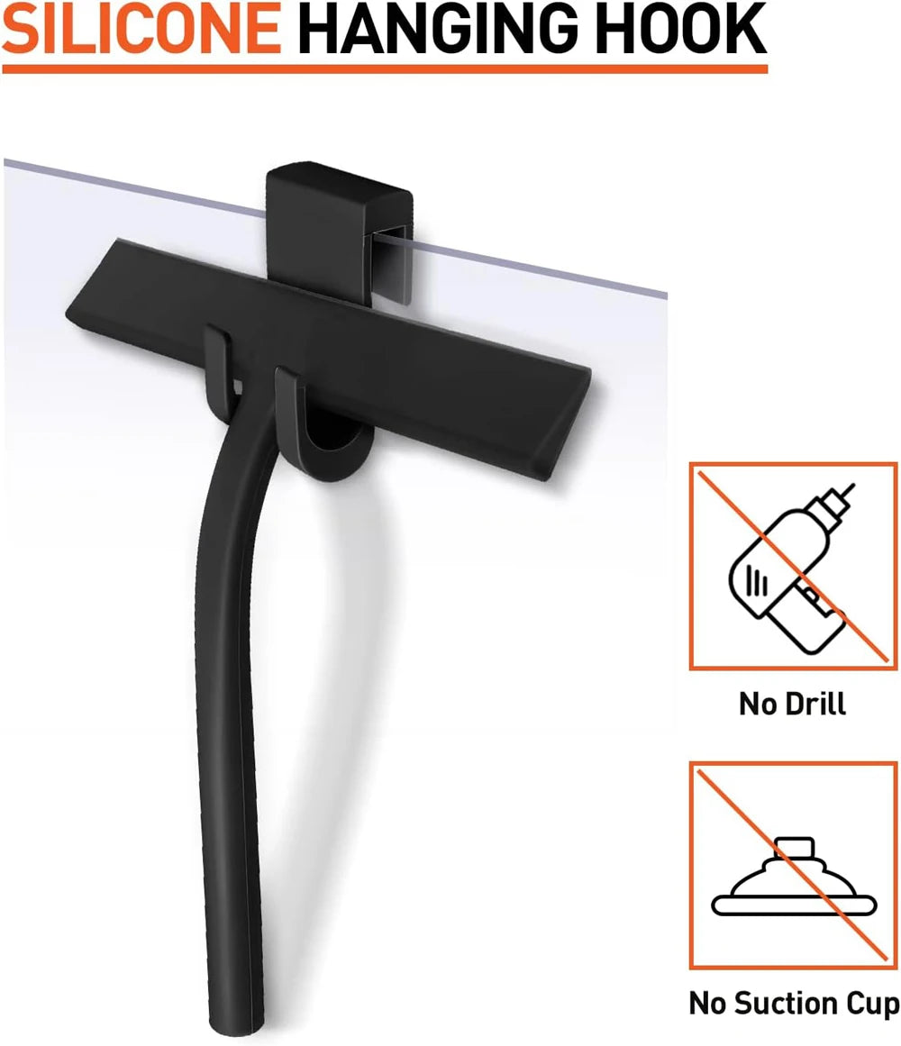 Matte Black Silicone Shower Squeegee 9 in (23 cm) - Streak-Free for Glass, Mirrors, Tiles & Car Windows