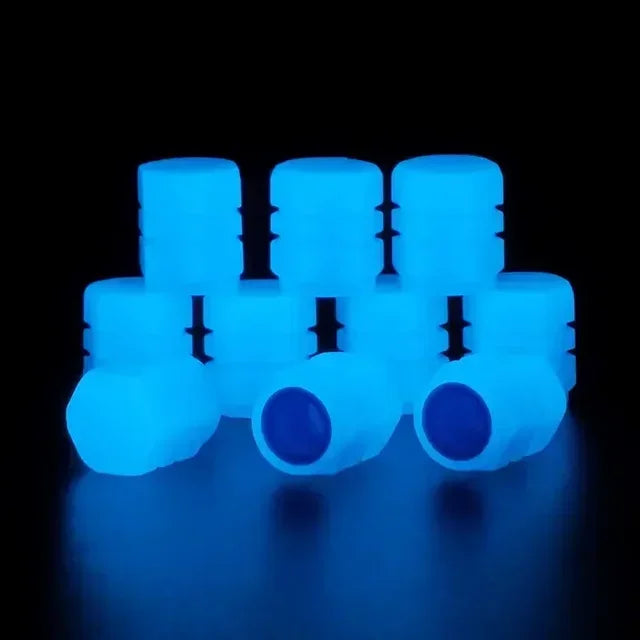 Glow-in-the-Dark Tire Valve Caps – Universal Luminous Wheel Valve Stem Covers for Car, Motorcycle & Bicycle – Dust-Proof Decorative Caps