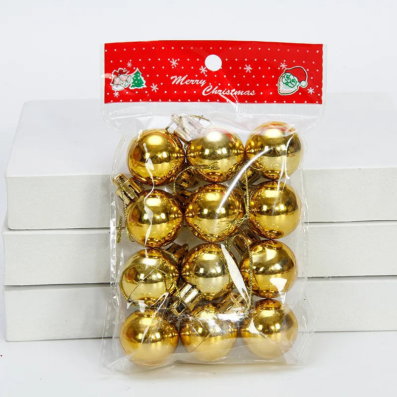 12-Pack 3 cm (1.18 in) Christmas Tree Ornaments - Glitter Baubles Hanging Decorations for Home & Party