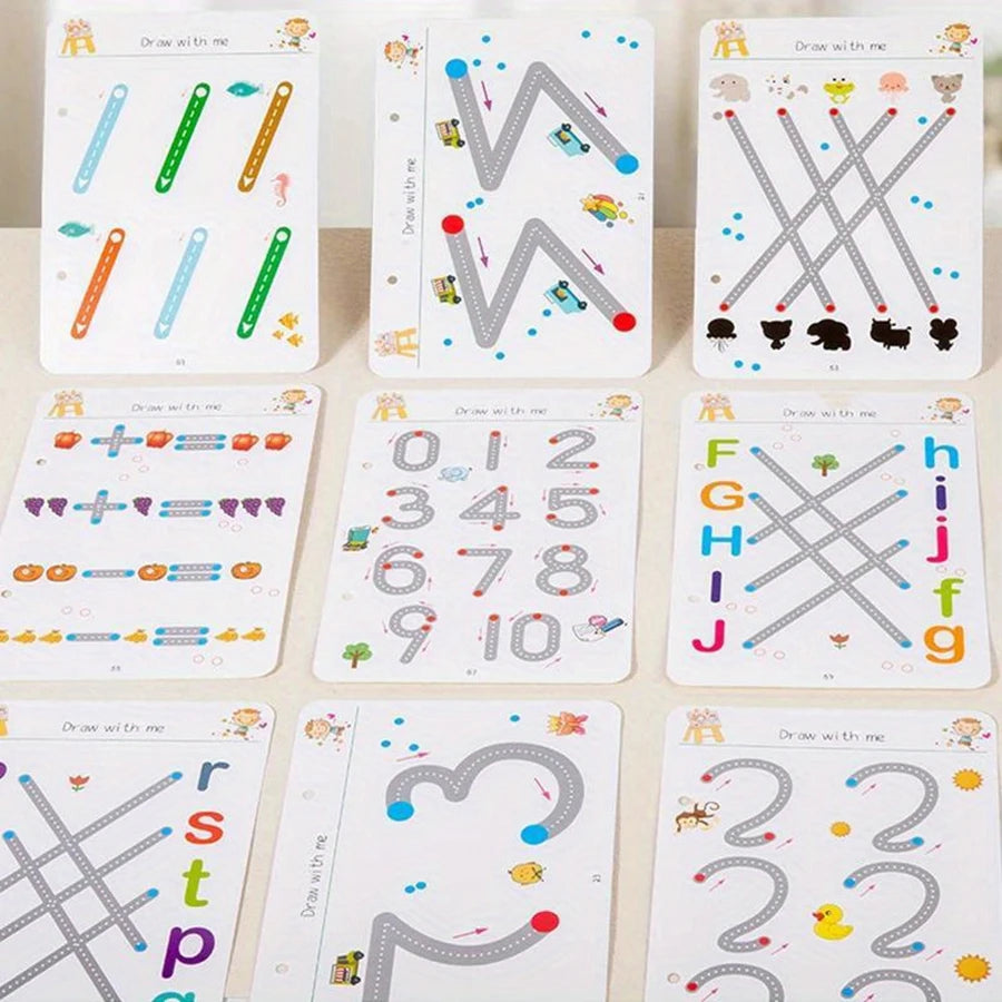 Toddler Pen Control Tracing Workbook Reusable Writing & Drawing Practice Book for Kids Ages 3-14+
