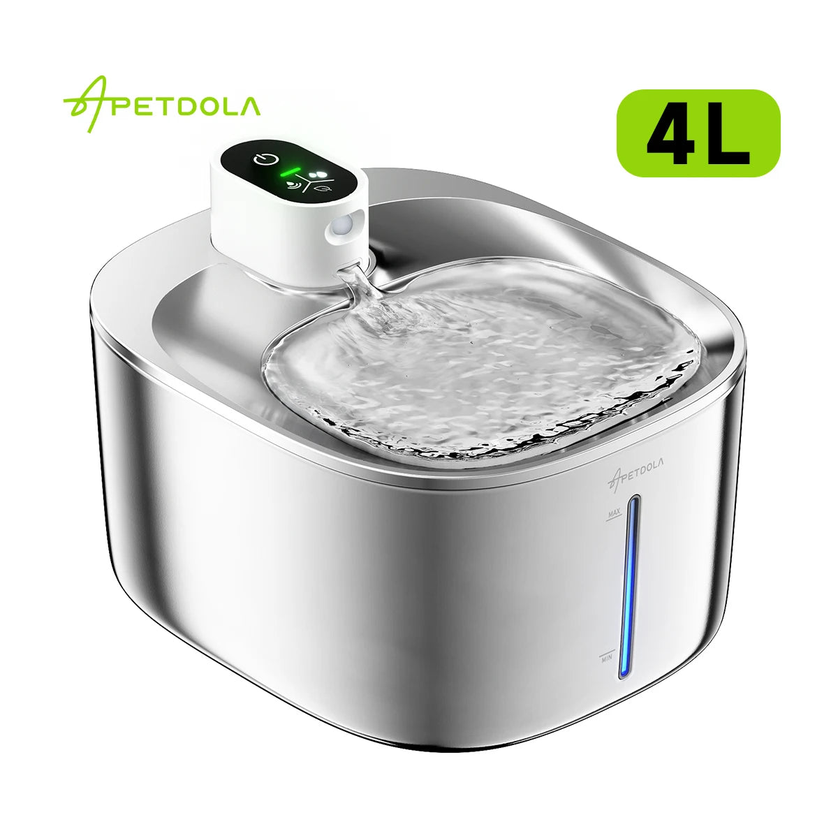 Wireless 4L (135 fl oz) Cat & Dog Water Fountain — USB-C Rechargeable Auto-Sensor Stainless Steel Pet Water Dispenser