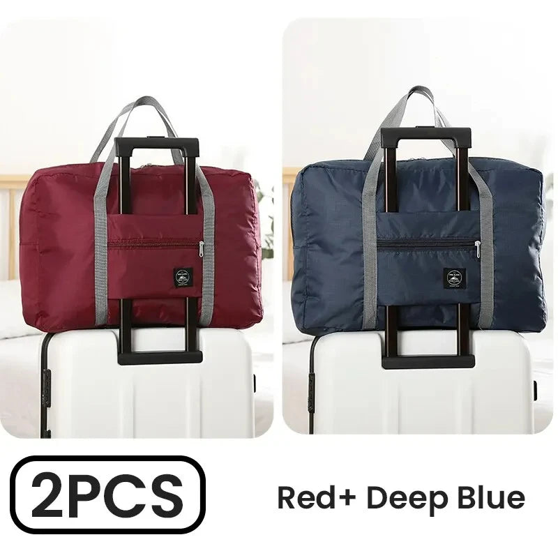 2-Pack Foldable Travel Duffel Bag Lightweight Carry-On Weekender & Gym Tote for Women and Men