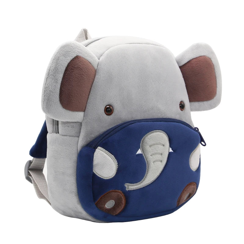 Kids Elephant Plush Backpack - Cute Cartoon Kindergarten School Bag for Toddlers with Zipper