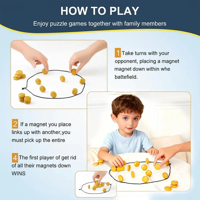 Magnetic Stones Strategy Game, Portable Magnetic Board Family Game for Kids & Adults
