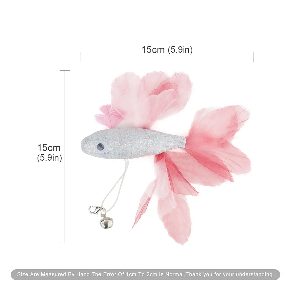 Colorful Fish Cat Teaser Wand - Interactive Goldfish-Shaped Play Toy for Cats