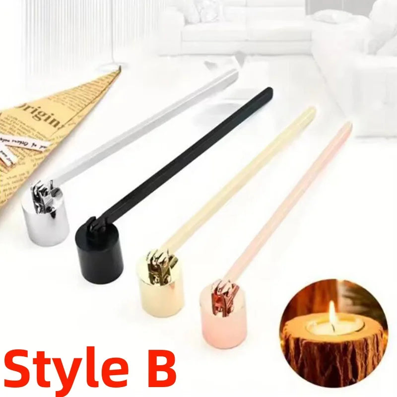 Bell-Shaped Metal Candle Snuffer — Gold Black Silver, 18 cm (7.1 in) Handle Vintage Candle Extinguisher for Home & Spa