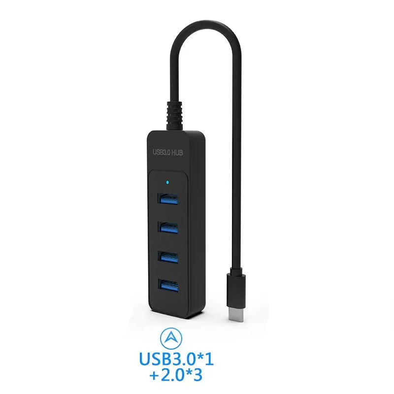 4-Port USB 3.0 Hub – USB-A & USB-C Multi-Function Expansion, Plug & Play