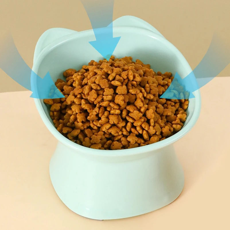 Anti-Tip Elevated Cat Bowl - Nordic Square Double-Handle Raised Pet Feeding & Water Bowl