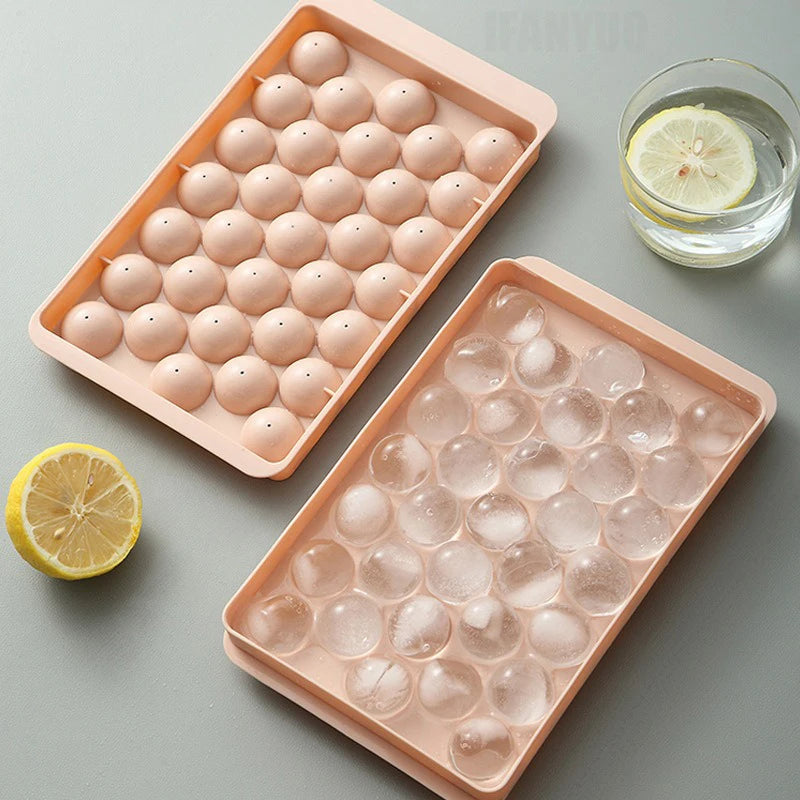 Ice Ball Mold - Spherical Whiskey Ice Maker PP Plastic Ice Cube Tray with Lid for Cocktails, Drinks & DIY Popsicles