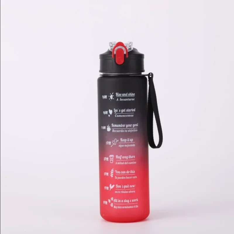 750–800ml Time-Tracking Sports Water Bottle with Straw, Leak-Proof Locking Flip Lid & Carry Strap (25–27 fl oz)