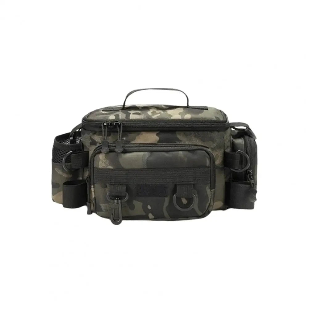 Waterproof Oxford Fishing Tackle Bag - Shoulder Crossbody Rod Holder with Multi-Pocket Storage