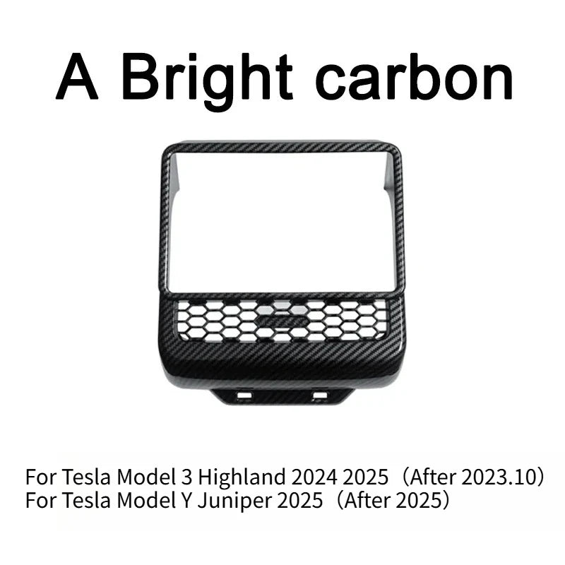 Rear Screen Cover Protector Frame Back Air Vent Trim White ABS Car Interior Accessory for Model Y Juniper