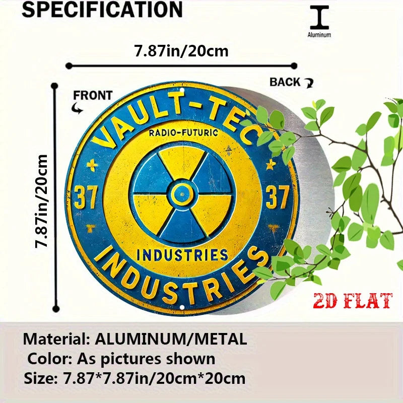 Blue Round Aluminum Sign 7.87 in (20 cm) Industrial Wall Plaque - 1-Pack