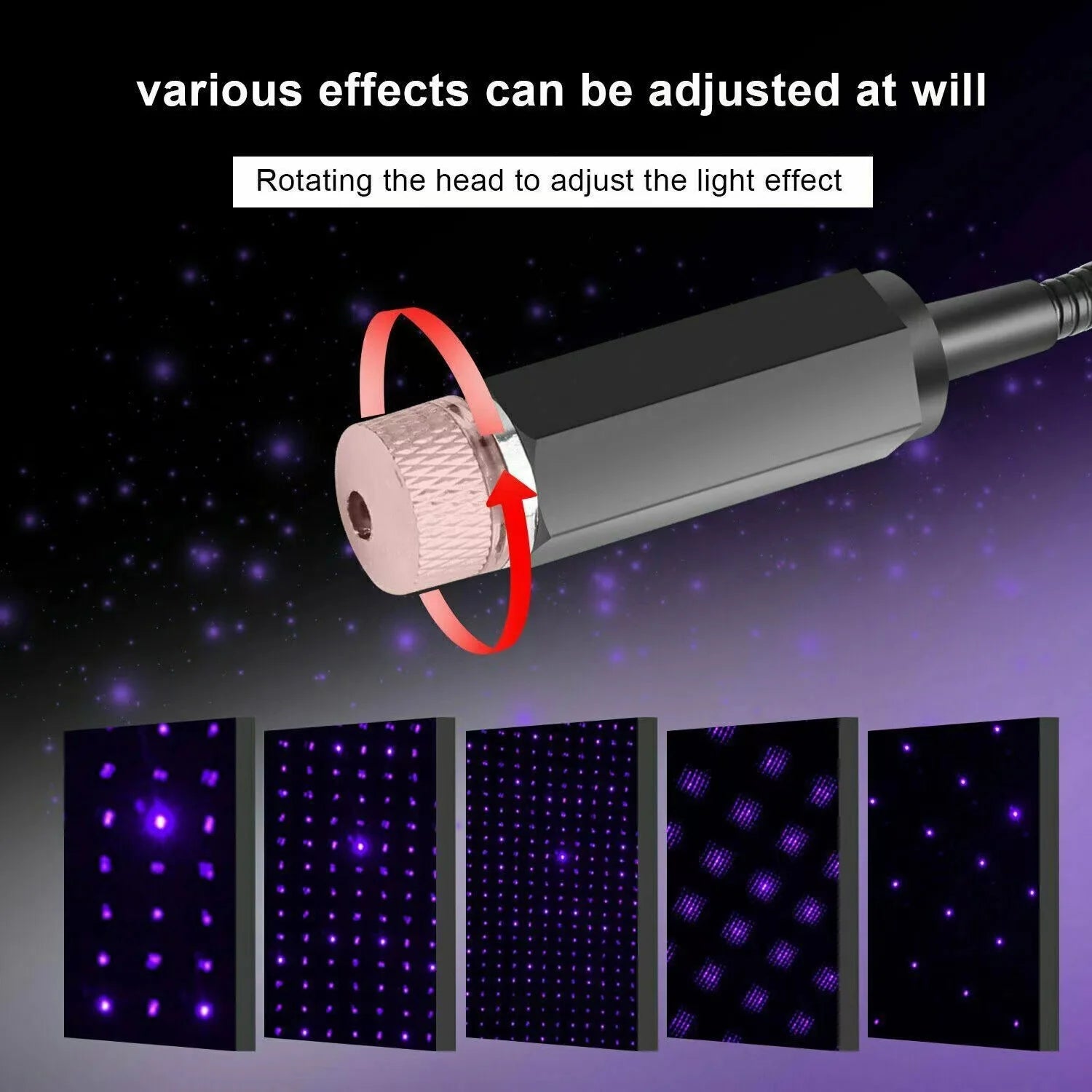 Adjustable LED Car Star Projector Roof Light - USB Romantic Galaxy Atmosphere Night Lamp
