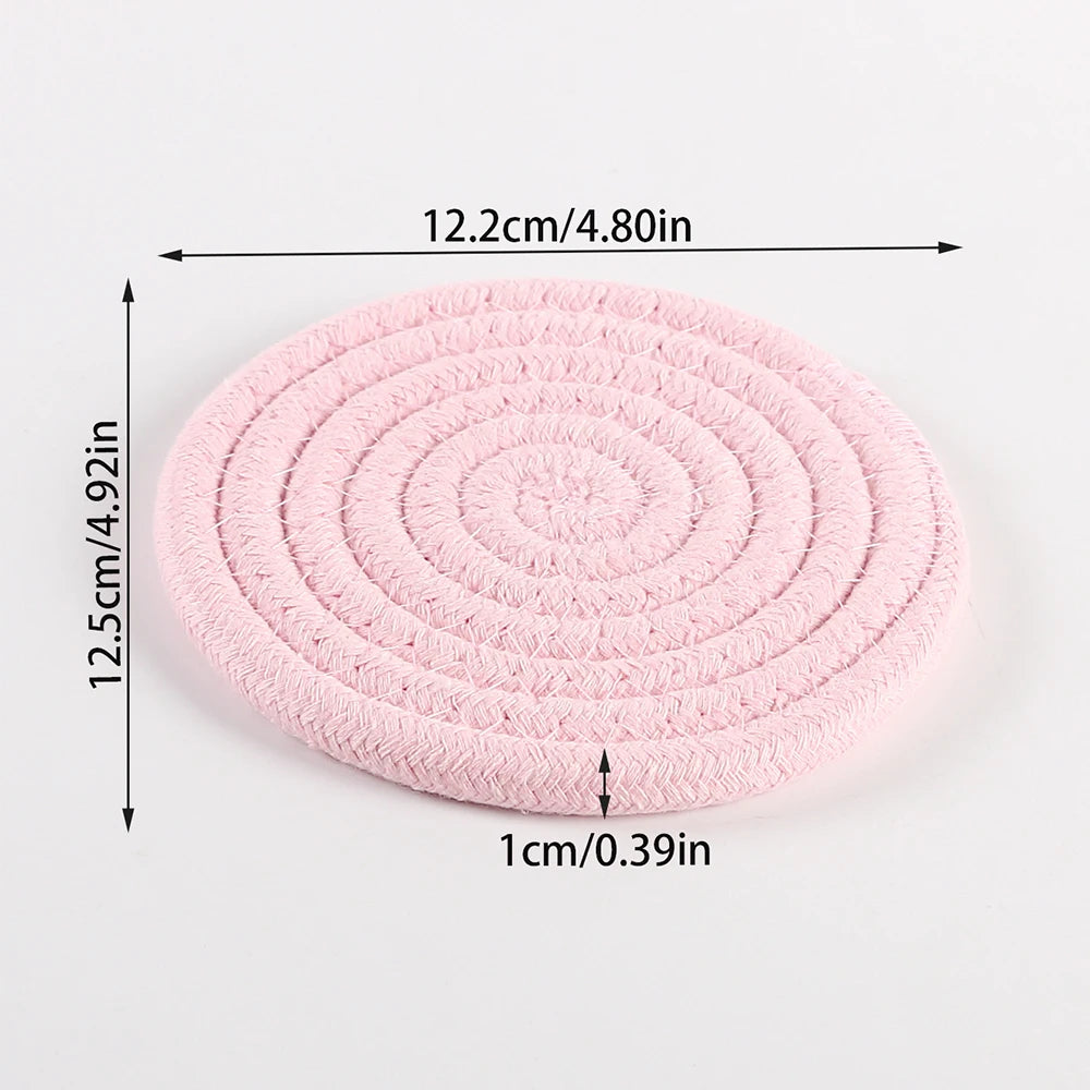 Woven Cotton-Linen Drink Coaster - Heat Resistant, Absorbent Cup Mat for Tabletop Protection