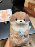 Cute Otter Hug Fish Plush Keychain Pendant – Kawaii Heart Bag Charm Gift for Girls
