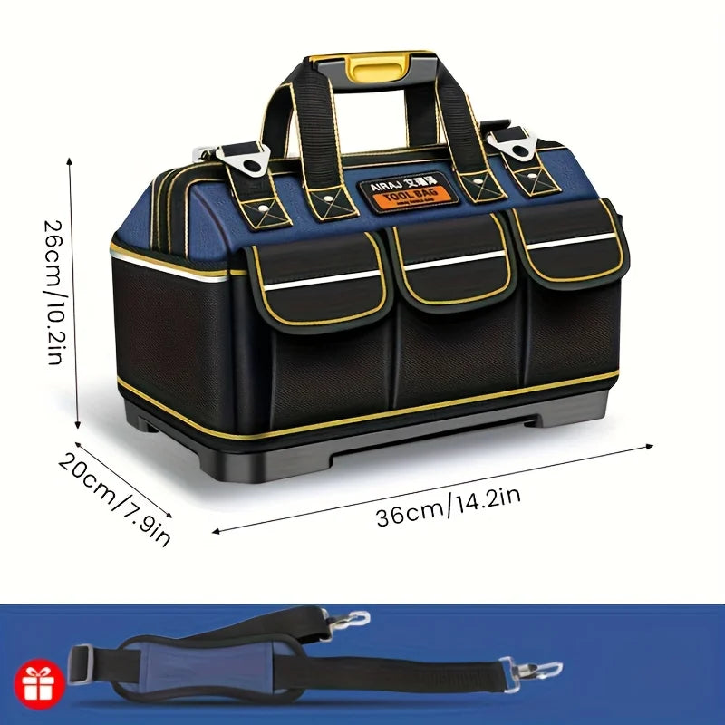 Heavy-Duty Electrician Tool Bag — Multi-Compartment Organizer with Wrench Storage & Reinforced Belt