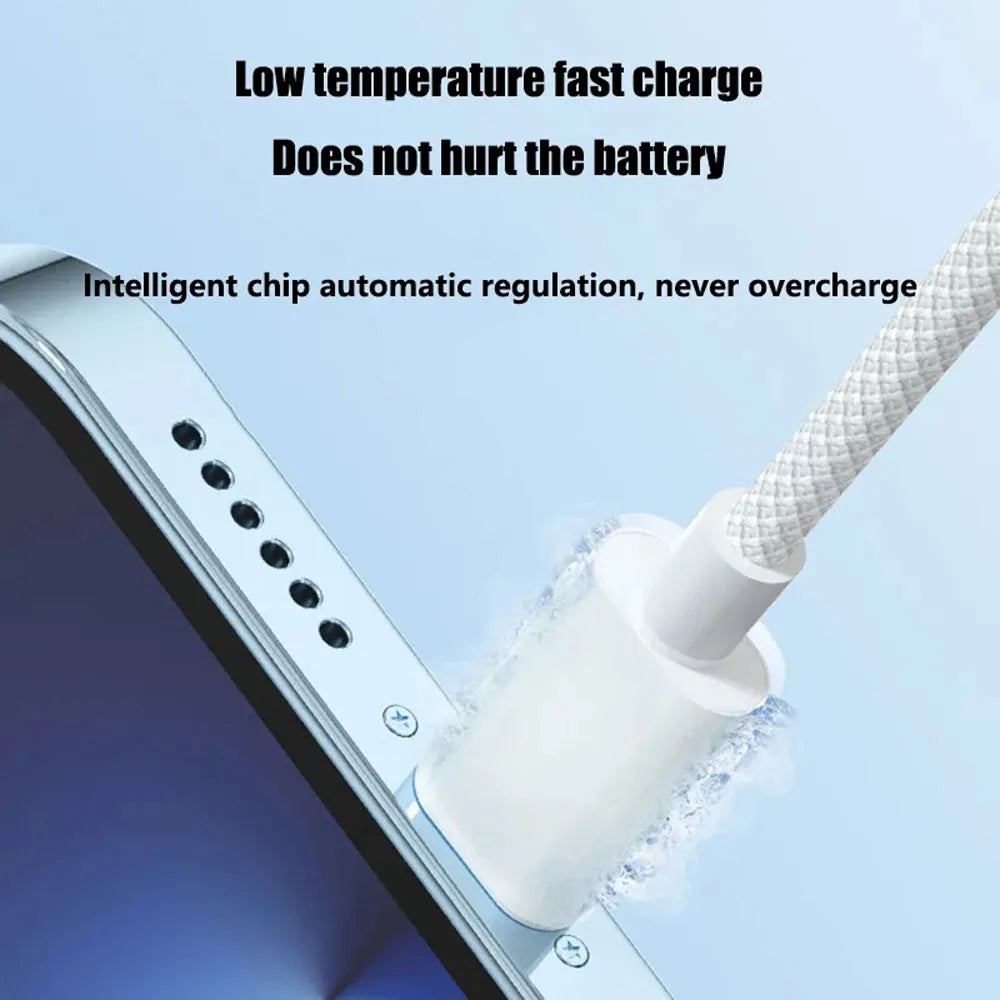 PD 20W USB-C to Lightning Fast Charging Cable for iPhone & iPad — Nylon Braided 3A, 480Mbps, 1/1.5/2m (3.3/5/6.6ft)