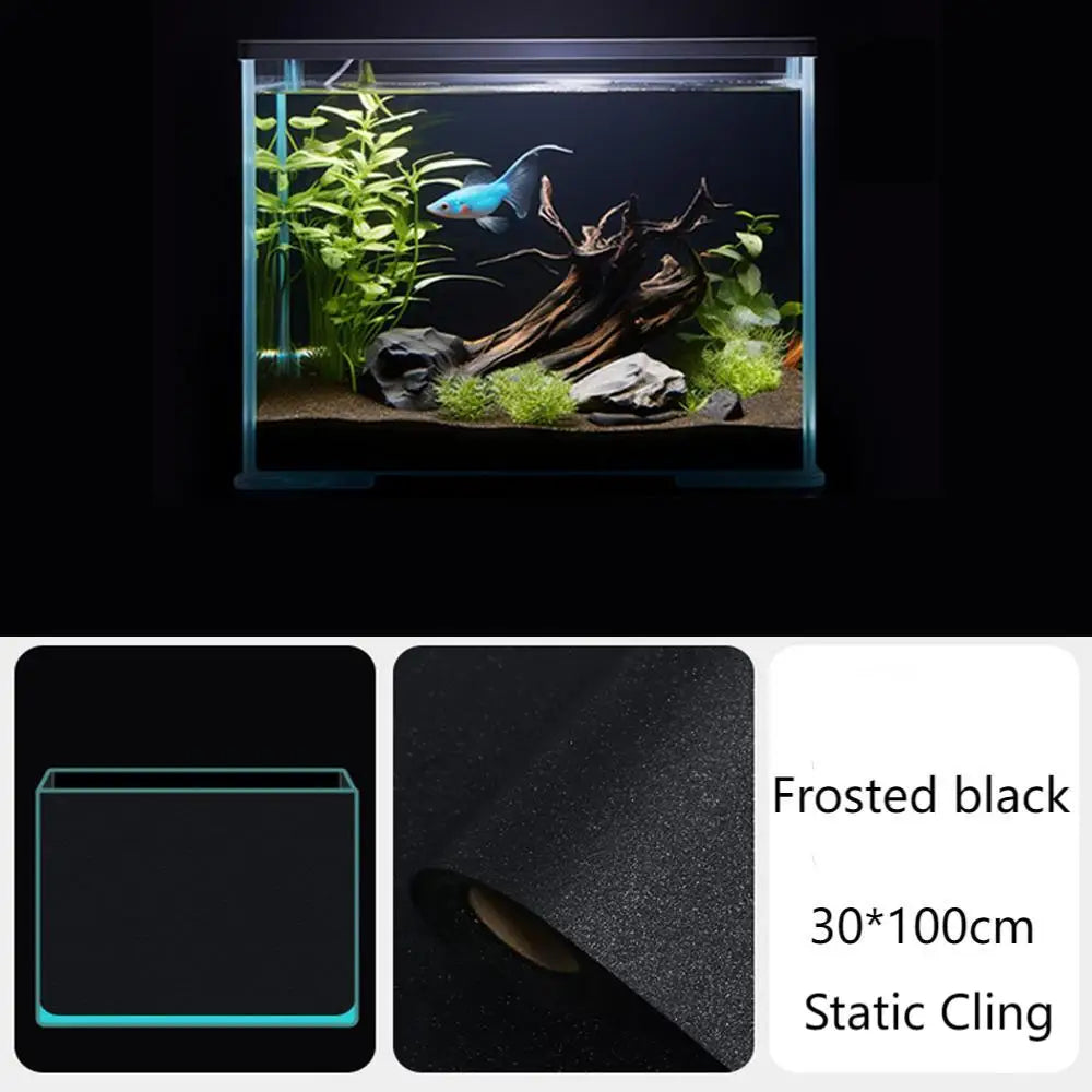 Fish Tank Background Sticker — Black Static Cling Adhesive Film, 30/40/50 cm (11.8/15.7/19.7 in)