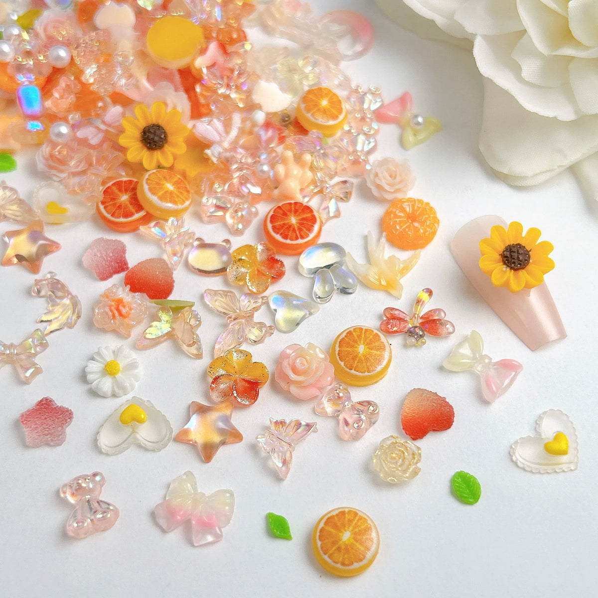 60PCS Resin Nail Charms Mix — Hearts, Dragonflies, Stars, Butterflies & Flowers for Nail Art