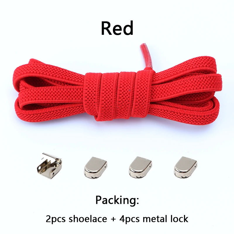 No-Tie Elastic Shoelaces with Metal Buckles – 1 Pair Quick Laces, One Size Fits All for Adults & Kids (105 cm / 41.3 in)