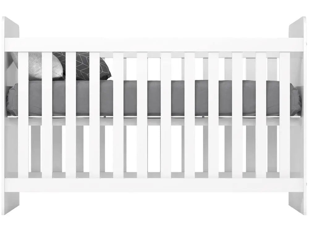 Standard White Baby Crib - Modern Nursery Crib with 2 Adjustable Heights, Fits 60 x 130 cm (24 x 51 in) Mattress