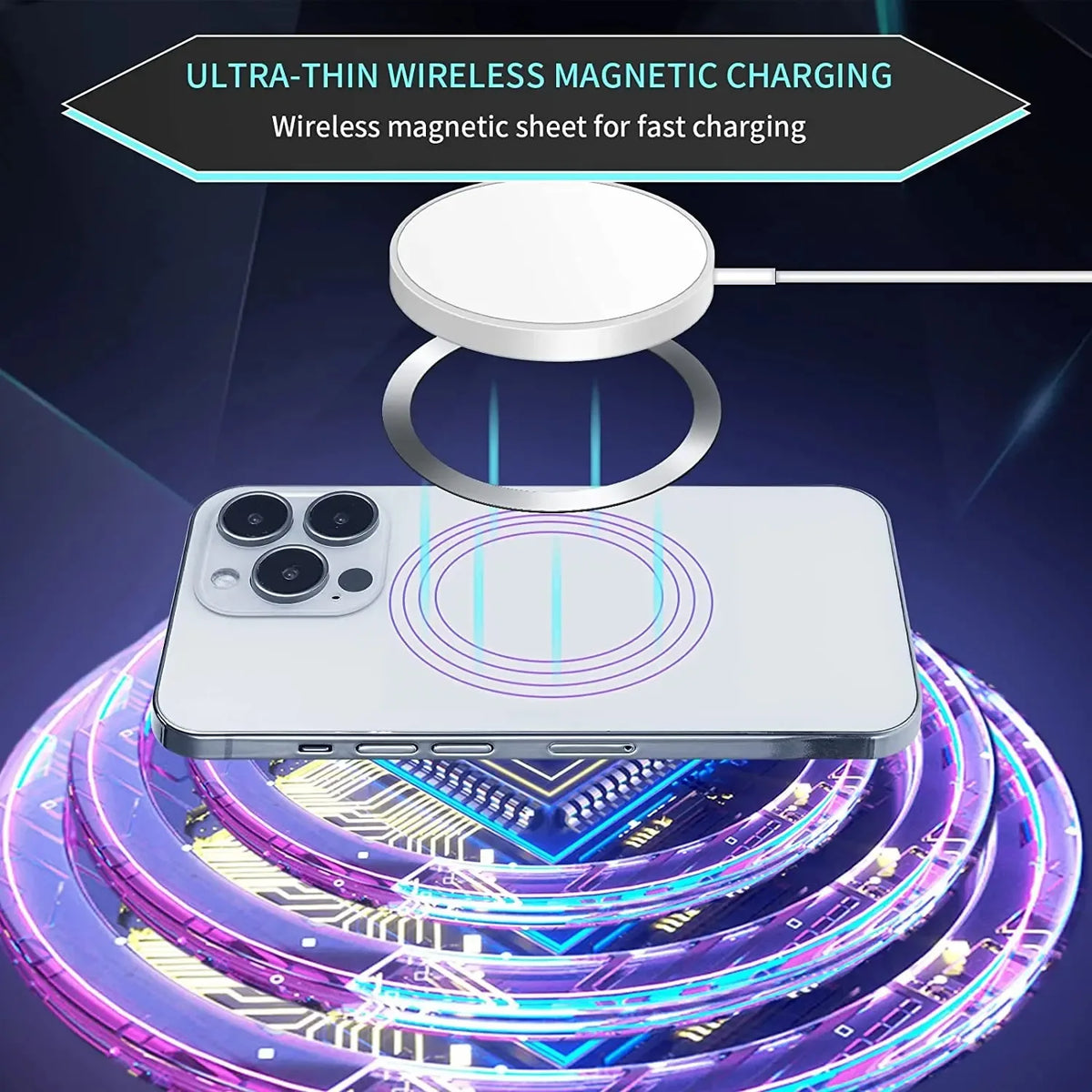 Universal Magnetic Metal Plate Ring for MagSafe Wireless Chargers – Adhesive Iron Sticker for Car Phone Holder