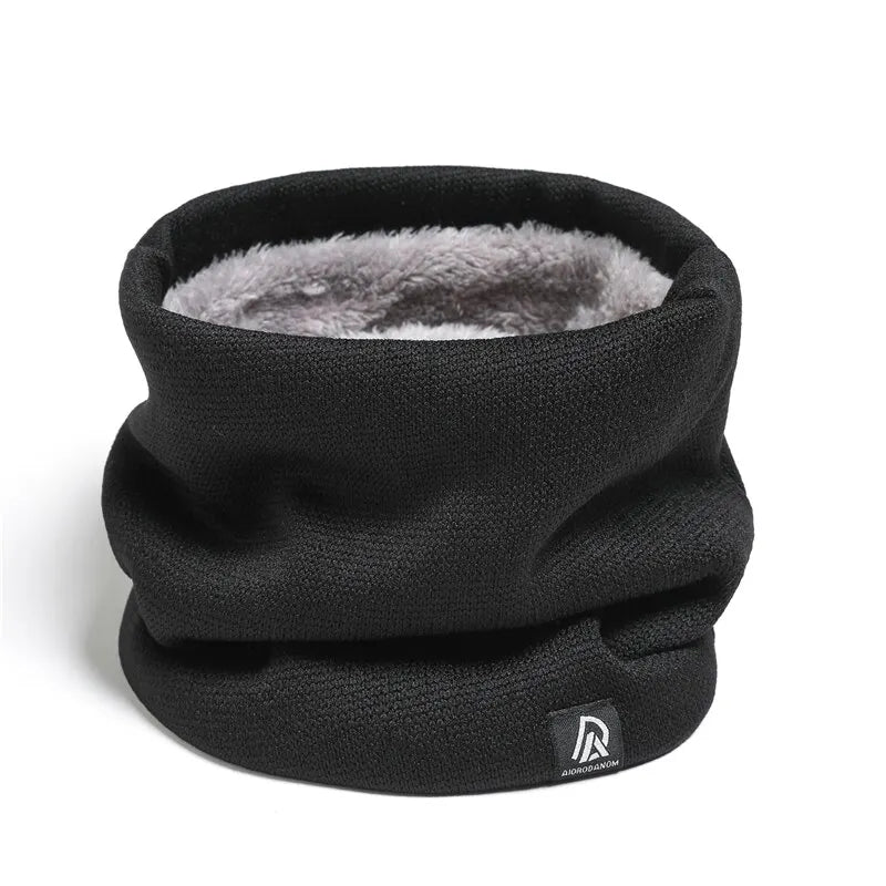 Unisex Cashmere-Like Plush Ring Scarf Knitted Snood Neck Warmer with Face Mask