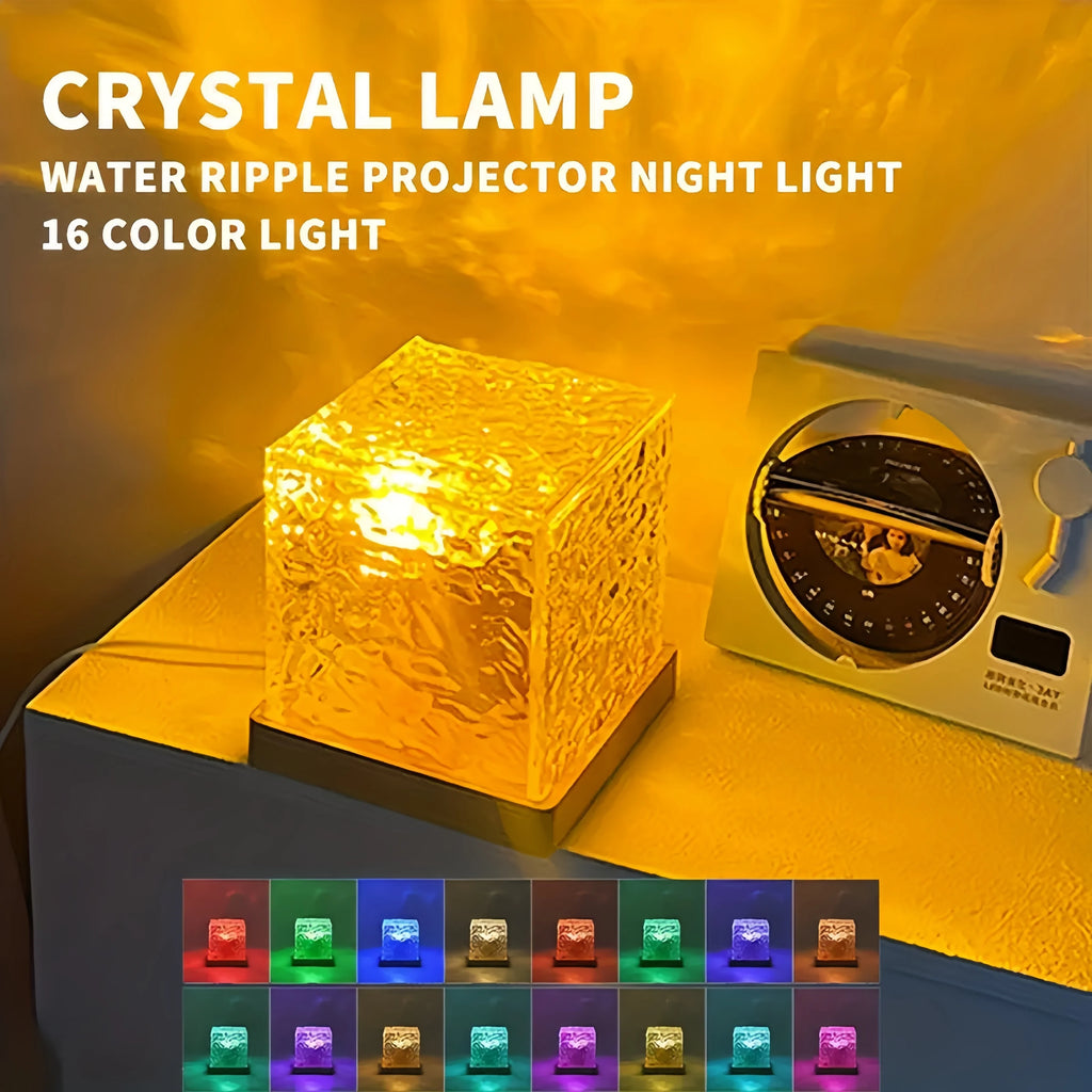 16-Color Ocean Wave Aurora Projector LED Night Light Touch Remote Dimmable Auto Rotating USB Powered Ambient Lamp for Bedroom & Parties
