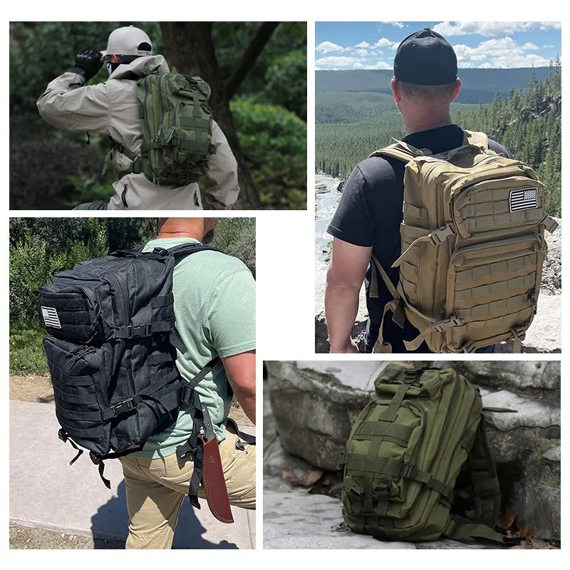 Tactical Backpack 25L/32L/45L Waterproof Large Capacity Travel Rucksack, Multi-Functional Outdoor Hiking & Camping Bag