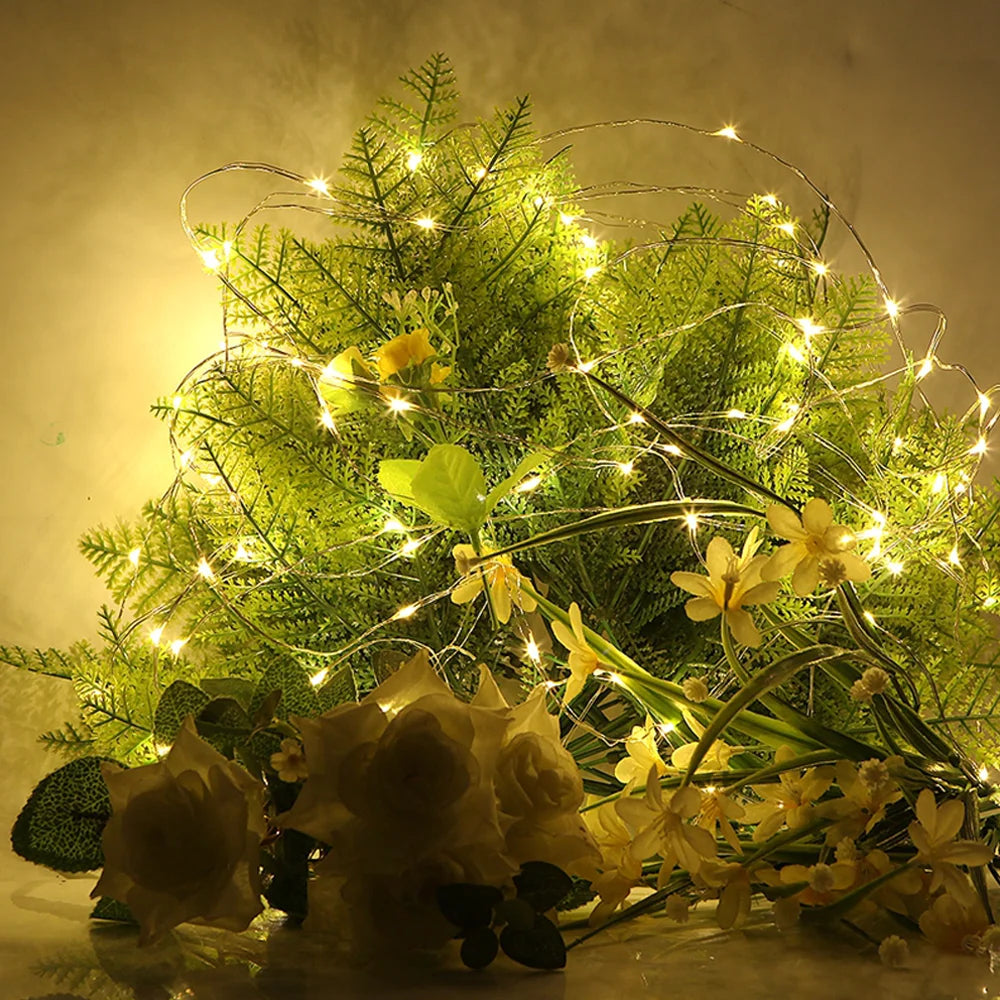 Waterproof Battery Operated LED Copper Wire Fairy Lights - 1/2/3/5m (3.3/6.6/9.8/16.4 ft) String Lights for Wedding Party Christmas DIY