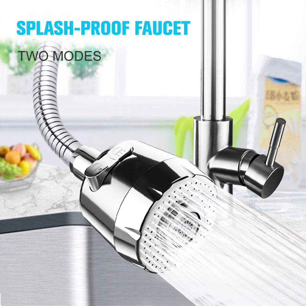Universal 2/3-Mode Rotating Kitchen Faucet Adapter 360° Swivel Aerator Spray Nozzle, Water-Saving Tap Extender