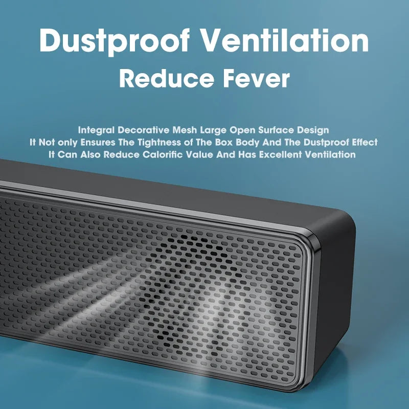 USB-Powered Bluetooth PC Speakers 3D Stereo Soundbar for TV, PC & Laptop - Wired & Wireless (3.5mm AUX, Deep Bass)