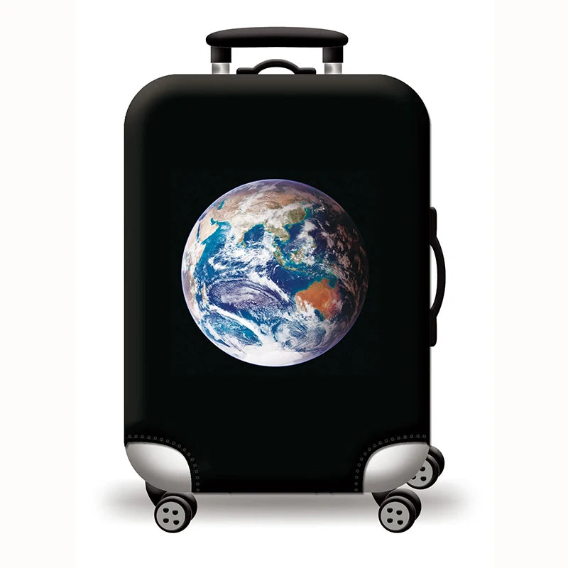 Elastic Stretch Printed Luggage Cover with Zipper & Buckle – Fits 18–32 Inch (46–81 cm) Suitcases – Durable Travel Trolley Protector