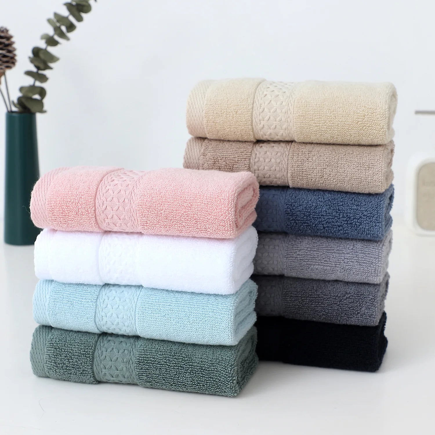 4-Pack Pure Cotton Square Face Towels 30 x 30 cm (11.8 x 11.8 in) Soft Absorbent for Face, Bath & Household