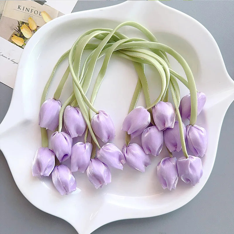 20-Pack Artificial Tulip Flower Hair Clips – DIY Hair Accessories & Headband Embellishments
