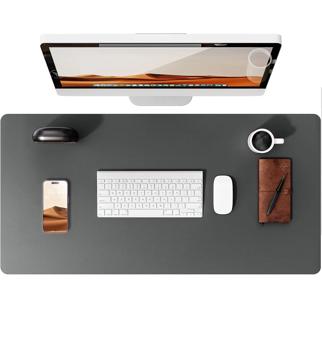 Large PU Leather Desk Pad - Non-Slip Waterproof Office Mouse Pad & Laptop Desk Mat