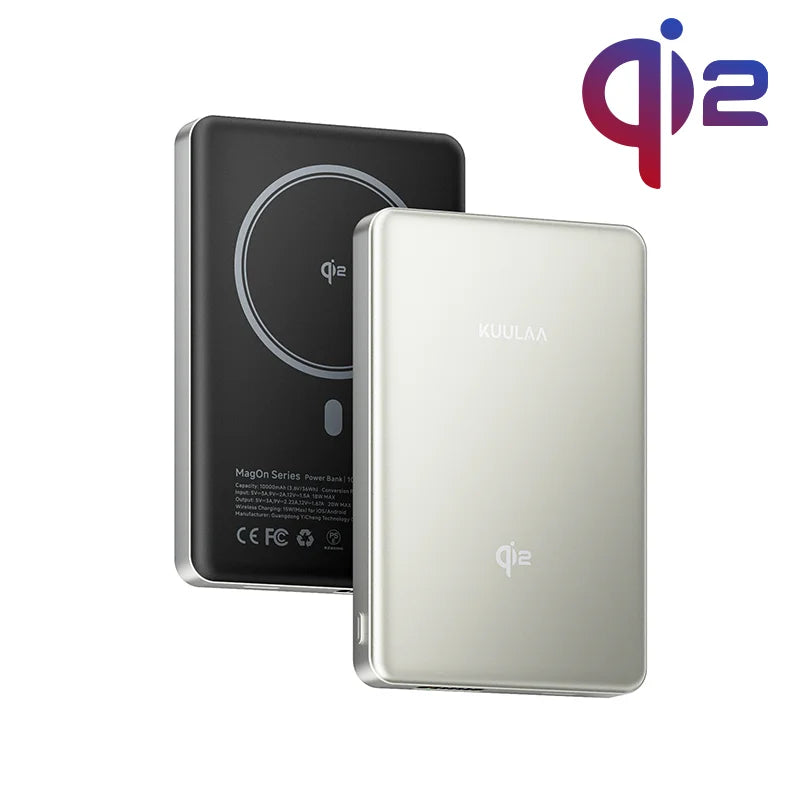 Magnetic Qi2 Power Bank 10000mAh 15W Wireless Portable Fast Charger with USB-C for Smartphones