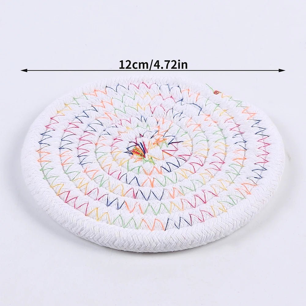 Woven Cotton-Linen Drink Coaster - Heat Resistant, Absorbent Cup Mat for Tabletop Protection