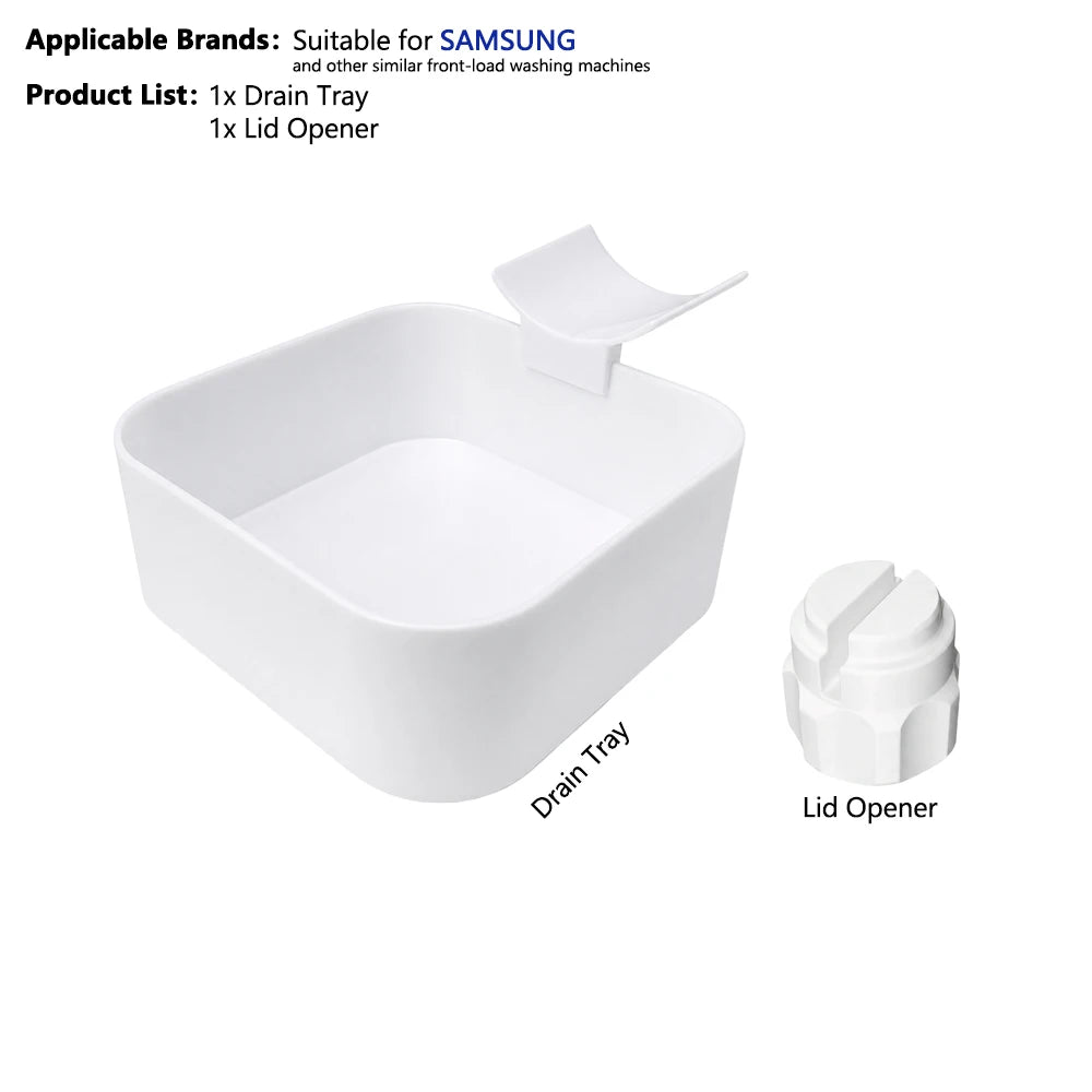Washing Machine Drain Pan Front-Load Washer Water Catcher Tray Filter Cleaning Spill Protector