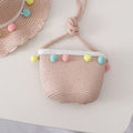 Kids Mini Woven Natural Straw Crossbody Bag for Girls Cute Shoulder Purse