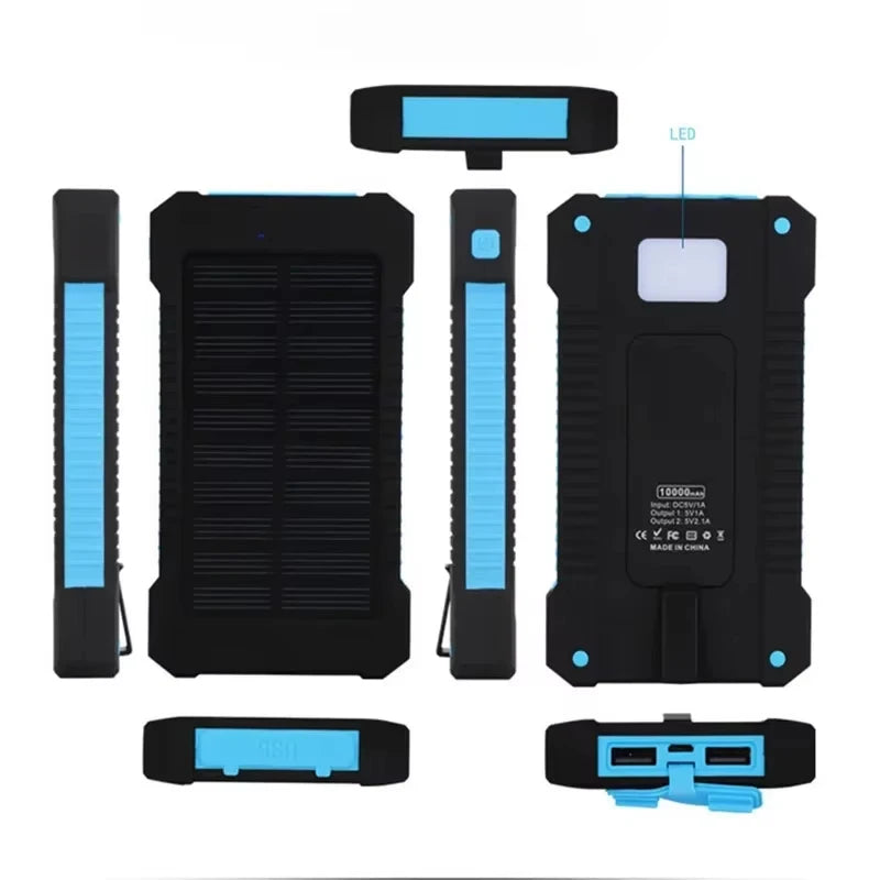 Waterproof Solar Power Bank 50,000/100,000/200,000mAh Dual USB PD 20W & 120W Fast Charge Portable Charger with LED Display & Flashlight for Camping & Travel