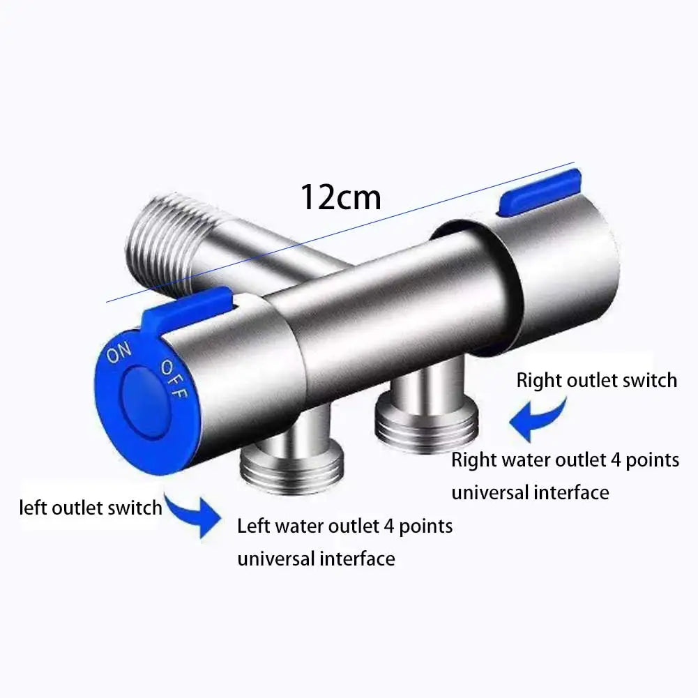 Double Outlet Stainless Steel Deck-Mount Faucet - 2-Way Washing Machine & Bathroom Tap, Double Handle Brushed Finish