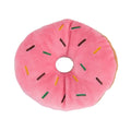 Plush Donut Chew Toy with Squeaker for Small & Medium Dogs - 4.3in (11 x 11 cm) Soft Fleece Puppy Toy