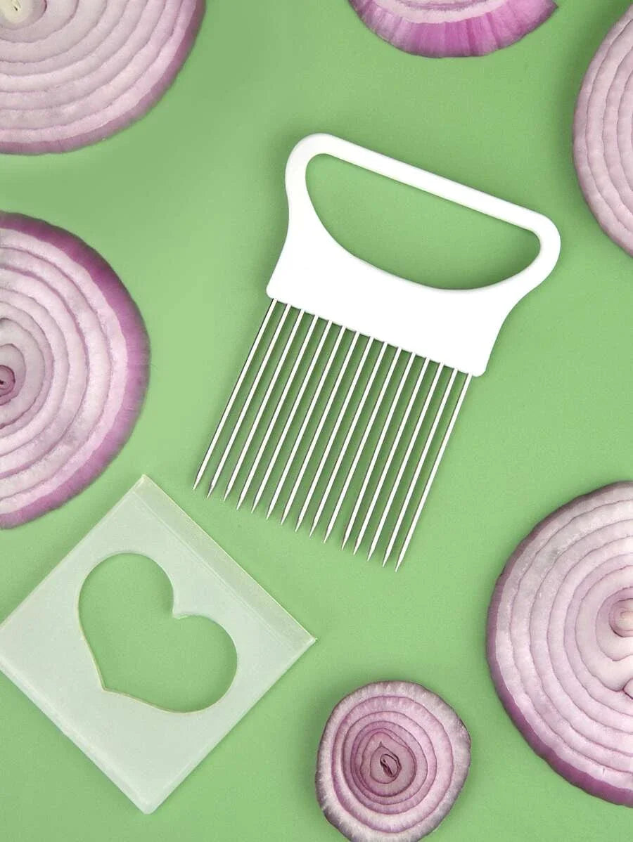 1-Piece Colorful Onion Slicer & Holder Stainless Steel Vegetable and Potato Slicing Tool