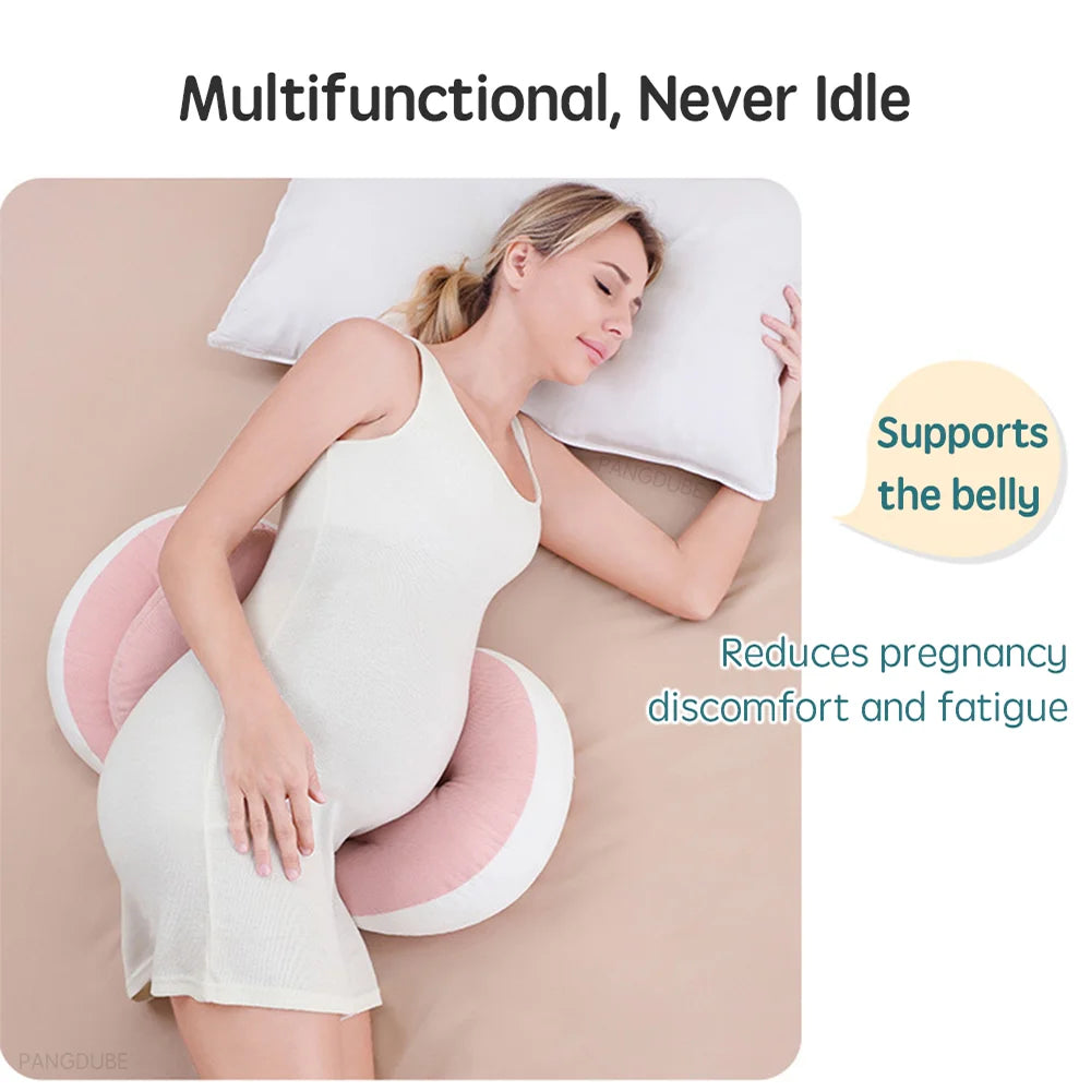 Pregnancy Body Pillow with Free Waist Support Pillow — Cotton-Polyester Maternity Sleeping Pillow, 64–78 × 36 cm (25–30.7 × 14 in)