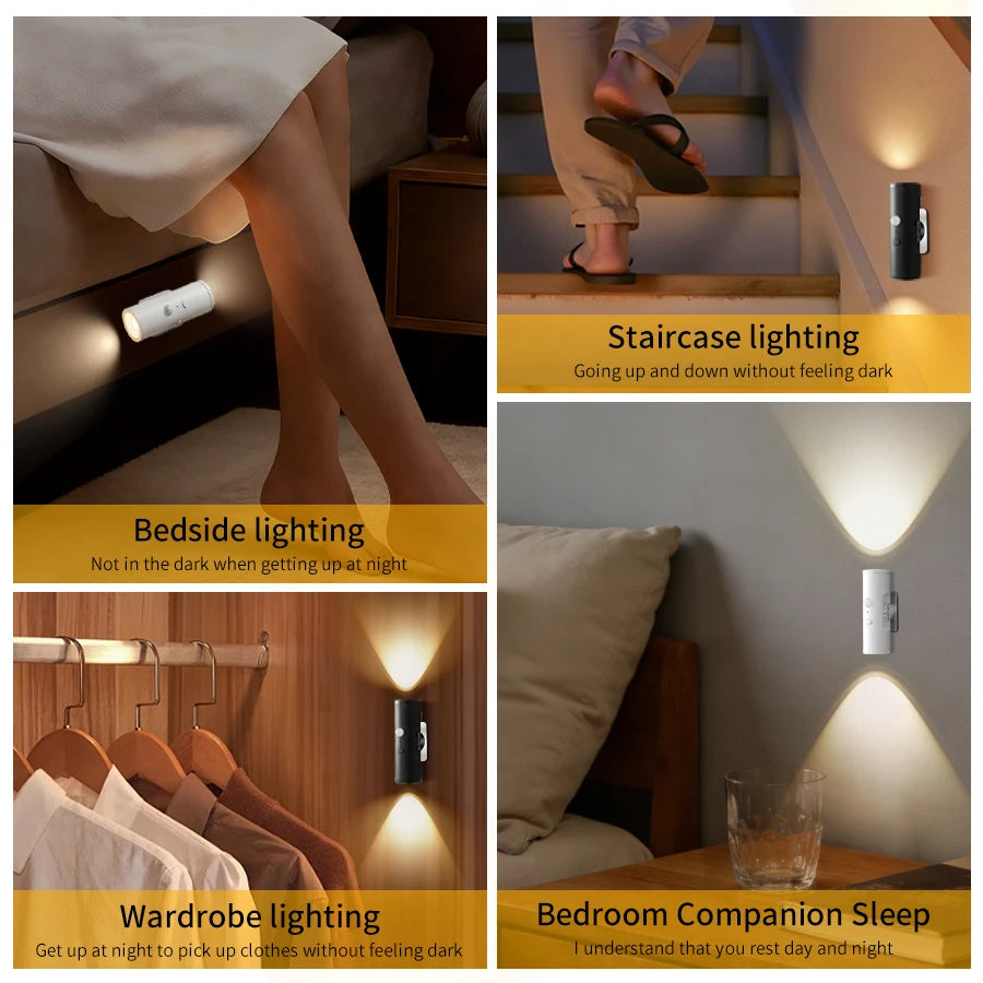 Magnetic LED Motion Sensor Night Light - Rechargeable USB Type-C Dimmable Lamp for Bedroom, Closet, Hallway & Bedside